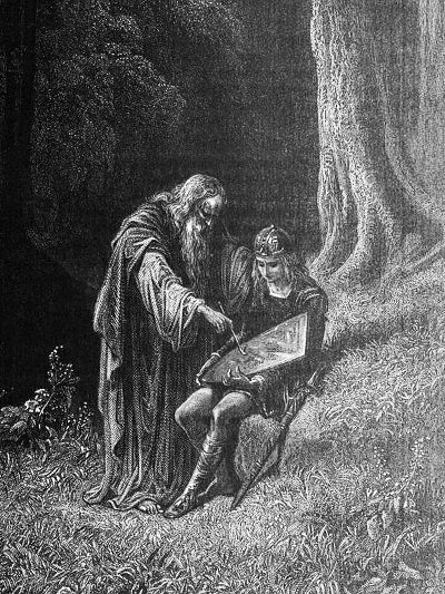 Plans for Dark Tales of Randamor the Recluse: Gustave Doré-like illustrations - this one from Idylls of the Kings by Alfred Tennyson